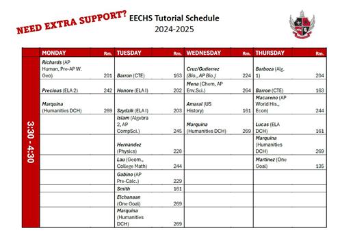 Tutorial schedule 24-25